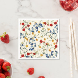 Guardanapo De Papel Flores Silvestres Botânicos Vintage Elegantes