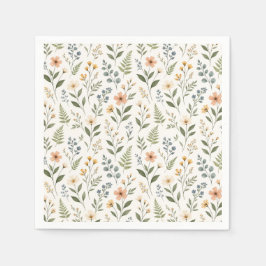 Guardanapo De Papel Flores silvestres em cores neutras