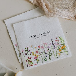 Guardanapo De Papel Flores Silvestres Prensadas Aquarela Casamento