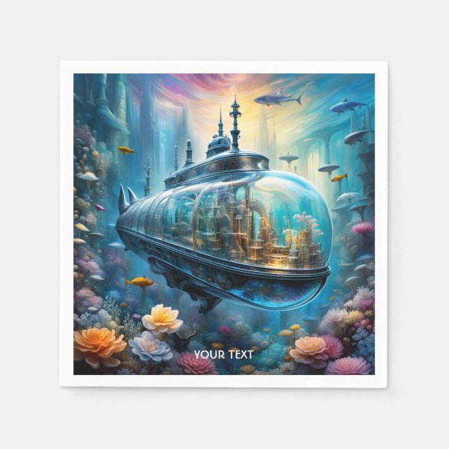 Guardanapo De Papel Flores Submarinas Fantasy Cute Vivid Glass (Frente)