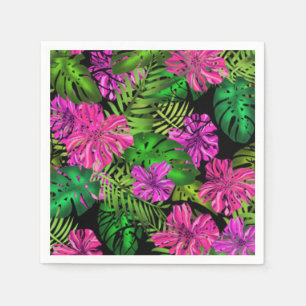 Guardanapo De Papel Flores tropicais e plantas a preto