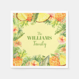 Guardanapo De Papel Flores tropicais Fruta verde