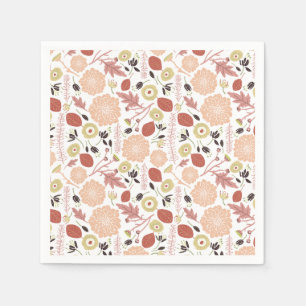 Guardanapo De Papel Flores Verde Pêssego Botânico