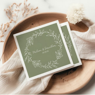 Guardanapo De Papel Flores Verde Sal Boho Romântico Casamento