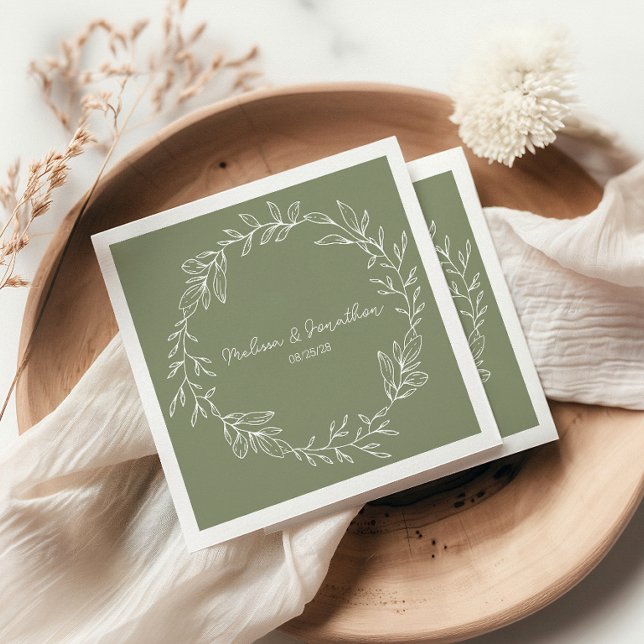 Guardanapo De Papel Flores Verde Sal Boho Romântico Casamento (Criador carregado)