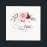 Guardanapo De Papel Flores Vermelhas Borgonha Elegante Boho Festa<br><div class="desc">Guardanapos de chá de bebé ou chá de noiva florais rosa e vermelho borgonha</div>