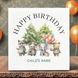 Guardanapo De Papel Floresta de Aquarela Caprichosa de Aniversário