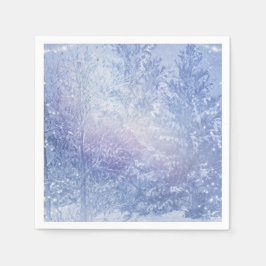 Guardanapo De Papel Floresta de Inverno Árvores de Pinheiro Flocos de