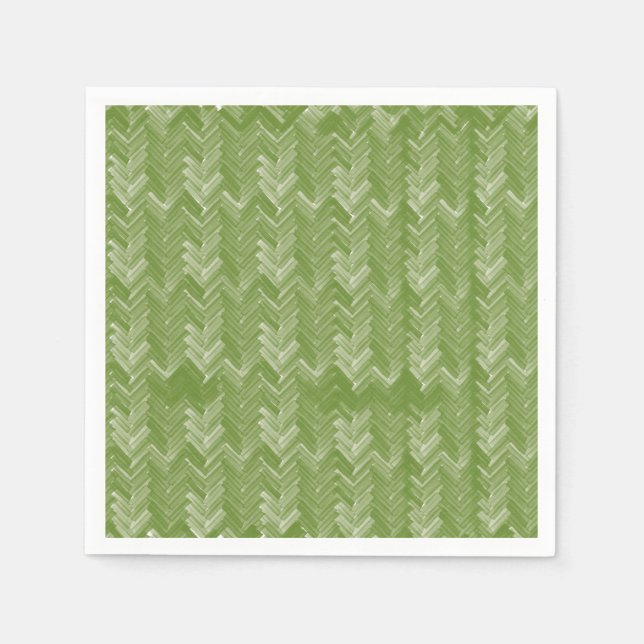 Guardanapo De Papel Floresta de Padrão de Chevron Herringbone Verde (Frente)