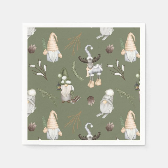 Guardanapo De Papel Floresta dos Gnomos do Natal (Frente)
