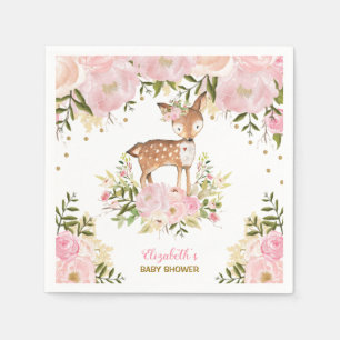 Guardanapo De Papel Floresta Dourado das peônias do rosa feminino dos