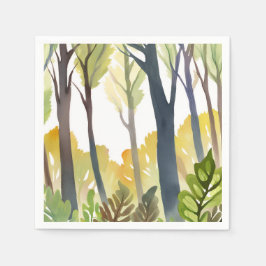 Guardanapo De Papel Floresta em Aquarela | Pintura de Floresta da Natu