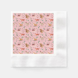 Guardanapo De Papel floresta em padrão aquoso- bambi, raposa, coney,