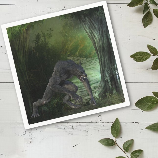 Guardanapo De Papel Floresta Escura do Lobisomem das Halloween (Criador carregado)