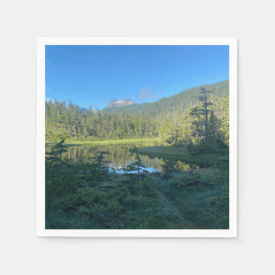 Guardanapo De Papel Floresta Exuberante com Montanha e Lago Napkin