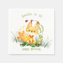 Guardanapo De Papel Floresta Florestal Fox Cute Birthday Napkins