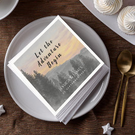 Guardanapo De Papel Floresta Montanha Deixe a Aventura Começar Casamen