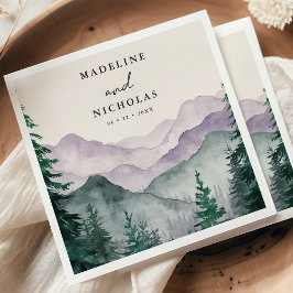 Guardanapo De Papel Floresta Nebulosa Montanhosa Casamento Aquarela