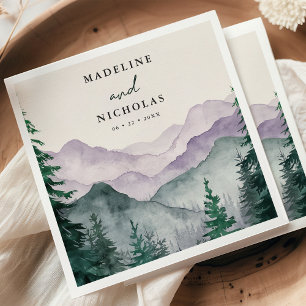 Guardanapo De Papel Floresta Nebulosa Montanhosa Casamento Aquarela