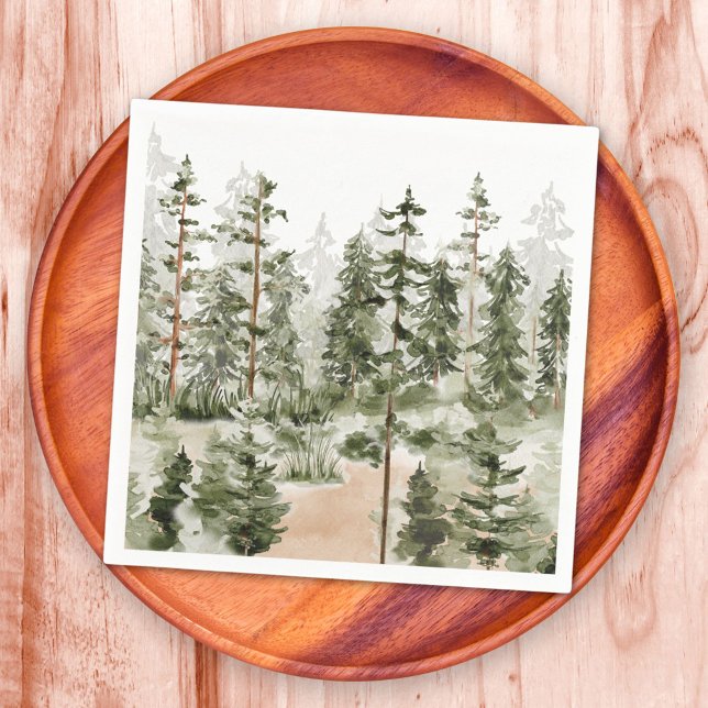 Guardanapo De Papel Floresta Verde Aquarela (In situ)