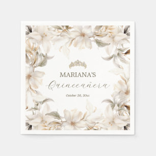 Guardanapo De Papel Florestas de inverno Douradas brancas Quinceañera