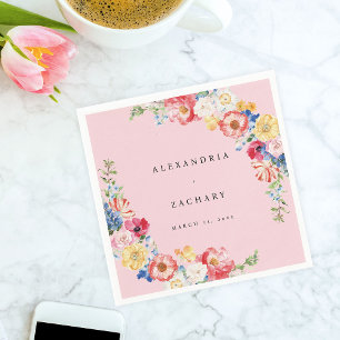 Guardanapo De Papel Florestas de primavera Multicores Napkins - Rosa