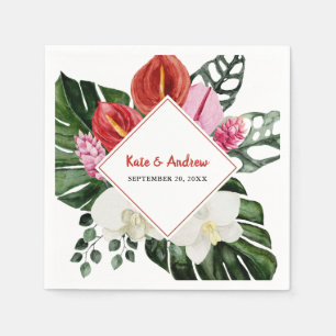 Guardanapo De Papel Florestas Tropicais Casamento Botânico Monstera Le