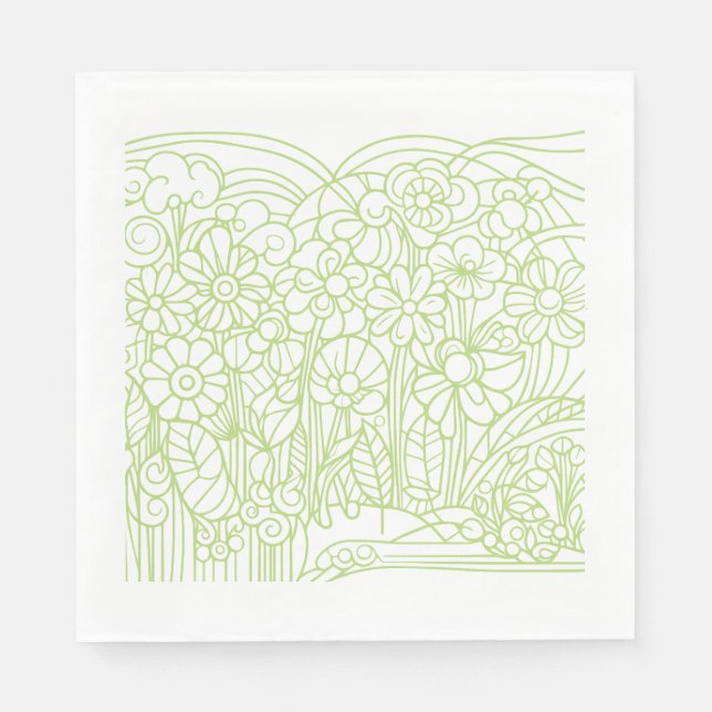 Guardanapo De Papel Flower Garden Green (Frente)