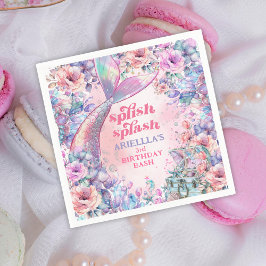 Guardanapo De Papel Flower Glitter Mermaid Tail 3rd Birthday