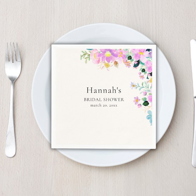 Guardanapo De Papel Flowers in pink tones boho summer Bridal Shower (Criador carregado)