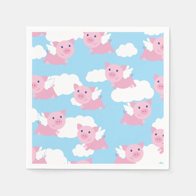 Guardanapo De Papel Flying Pig Cute Party Napkins (Frente)