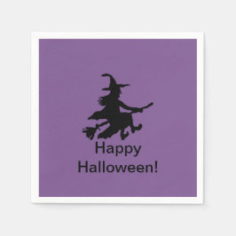 Guardanapo De Papel Flying Witch Purple -Happy HalloweenPaper Napkin