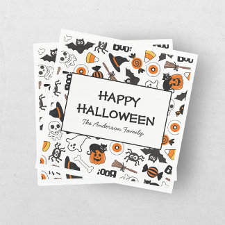 Guardanapo De Papel Fofo Assustador Halloween Preto e Laranja