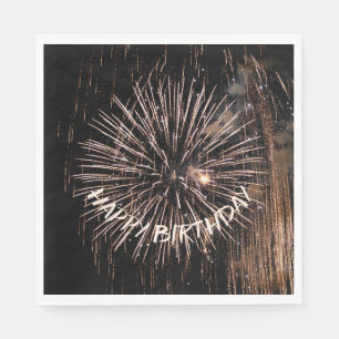 Guardanapo De Papel Fogos de Aniversário Dourados