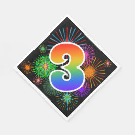 Guardanapo De Papel Fogos de artifício coloridos + Padrão "3" do arco-