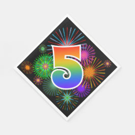 Guardanapo De Papel Fogos de artifício coloridos + Padrão "5" do arco-
