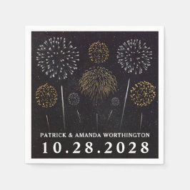 Guardanapo De Papel Fogos De Artifício Considerados Casamento Dourado 