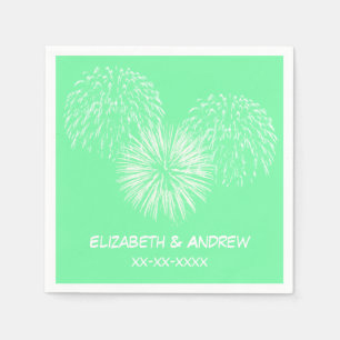 Guardanapo De Papel Fogos de artifício, Fundo Verde Seafoam, Monograma