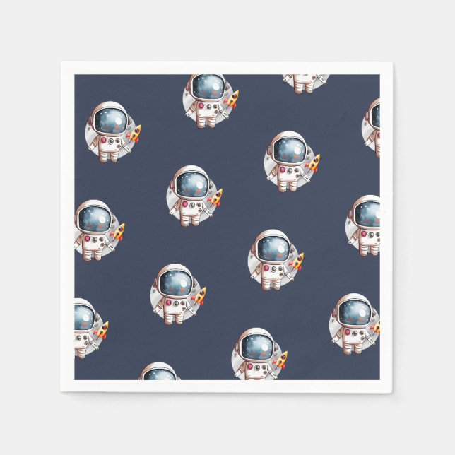 Guardanapo De Papel Foguete Espacial do Homem Espacial Lua Aniversário (Frente)