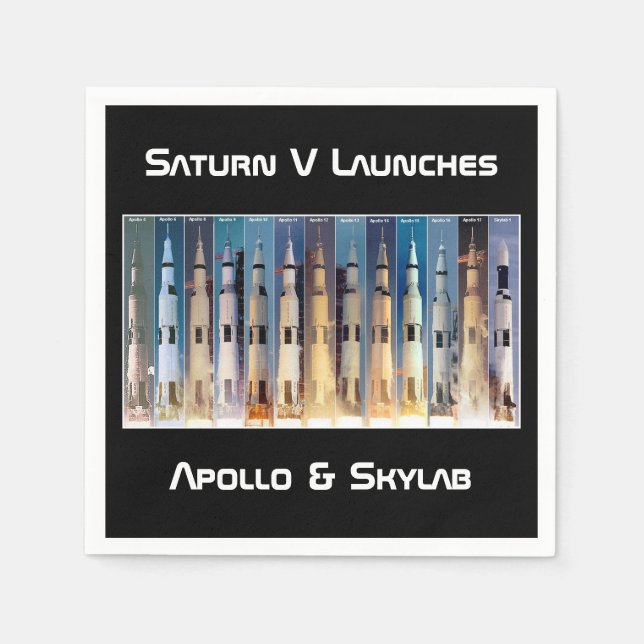 Guardanapo De Papel Foguete Lunar Saturn V é Lançado (Frente)