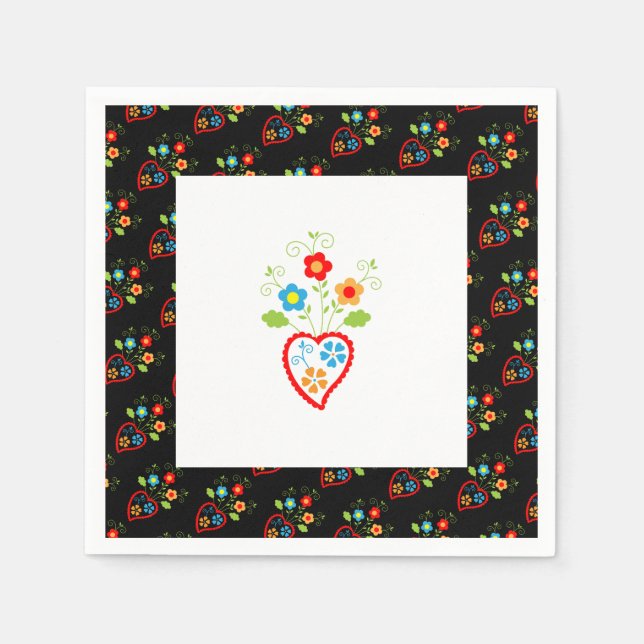 Guardanapo De Papel Folclore português florescente (Frente)