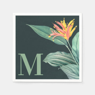 Guardanapo De Papel Folga Tropical de Flor Folha em Verde Verde-Teal E