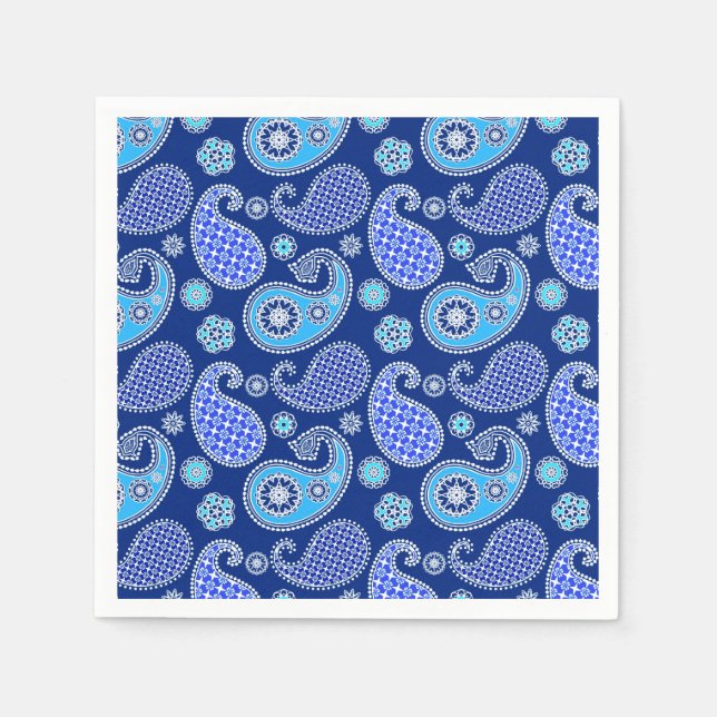 Guardanapo De Papel Folha, azul de cobalto e branco (Frente)
