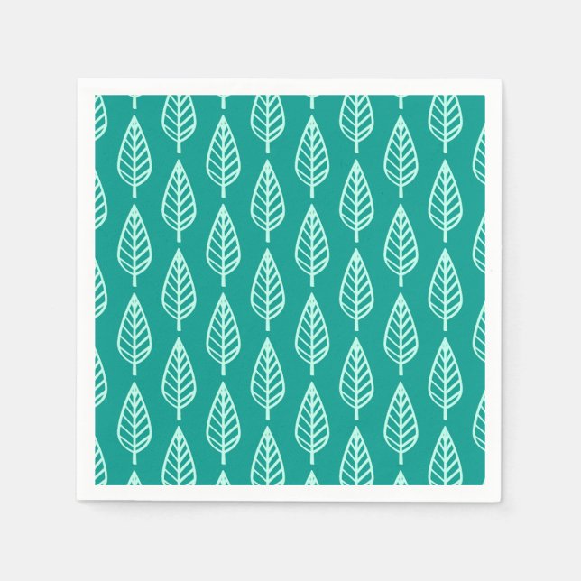 Guardanapo De Papel Folha de faia - Peacock e aqua (Frente)