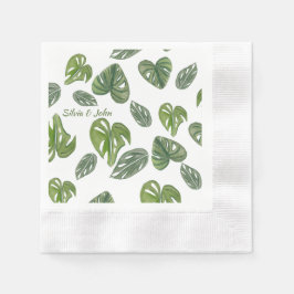 Guardanapo De Papel Folha de Monstera Adansonii Aquarela Casamento