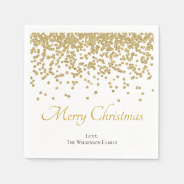 Guardanapo De Papel Folha de Natal Dourada e com alegria
