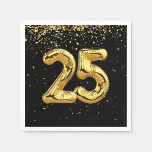 Guardanapo De Papel Folha De Ouro 25 Balões E Confetti Napkins