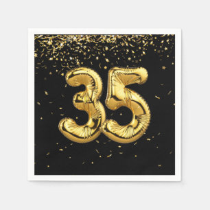 Guardanapo De Papel Folha De Ouro 35 Balões E Confetti Napkins