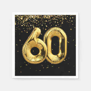 Guardanapo De Papel Folha De Ouro 60 Balões E Confetti Napkins