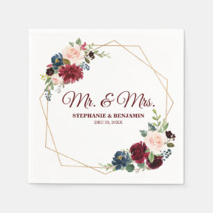 Guardanapo De Papel Folha de Papel Geométrico Floral do Marinho Vermel